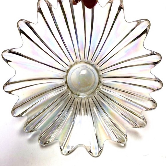 Large Decorative Glass Bowl Celestial Iridescent Federal Glass 11" Diameter - Picture 4 of 6